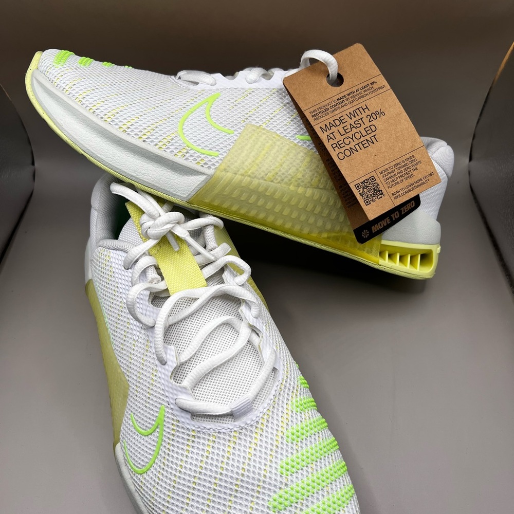 White and Yellow Athletic Sneakers